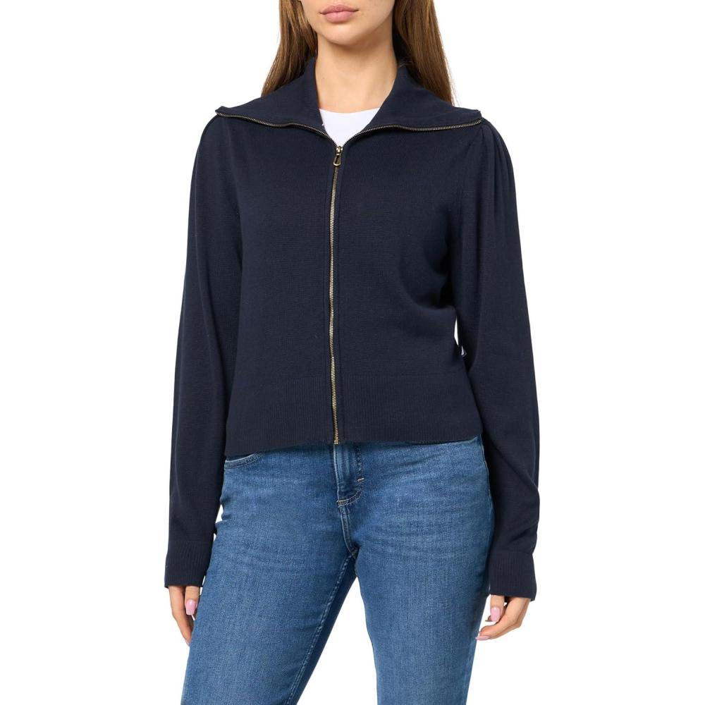 imageNautica Womens Long Sleeve Zip Front Cardigan Sweater JacketNight Sky