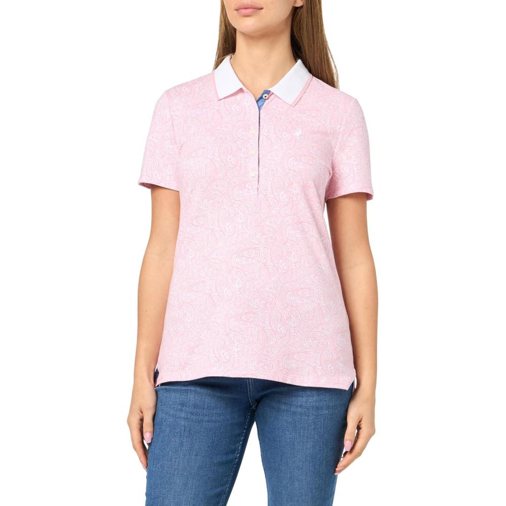 imageNautica Womens Polo Short Sleeve Button Placket PoloBridal Rose Multi