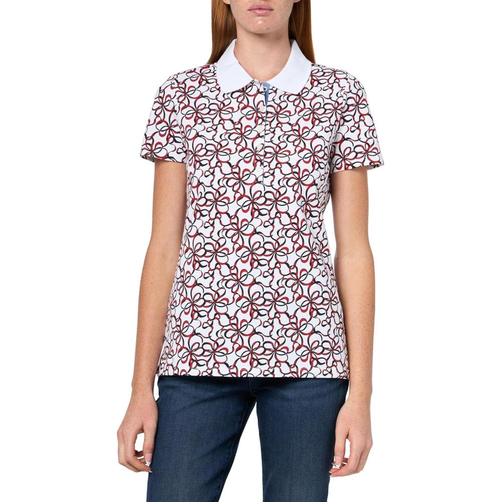 imageNautica Womens Polo Short Sleeve Button Placket PoloBright White Multi