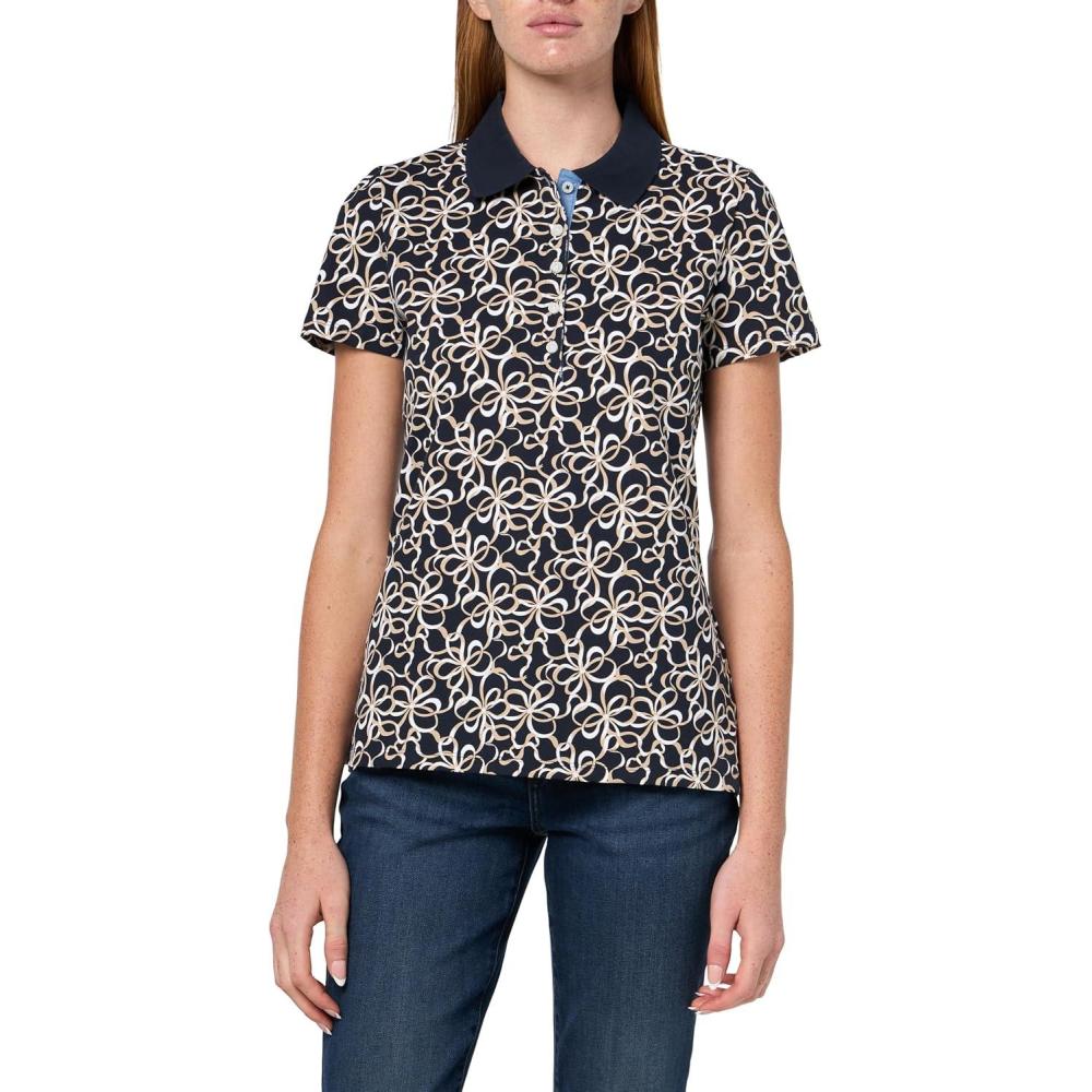 imageNautica Womens Polo Short Sleeve Button Placket PoloNight Sky Multi