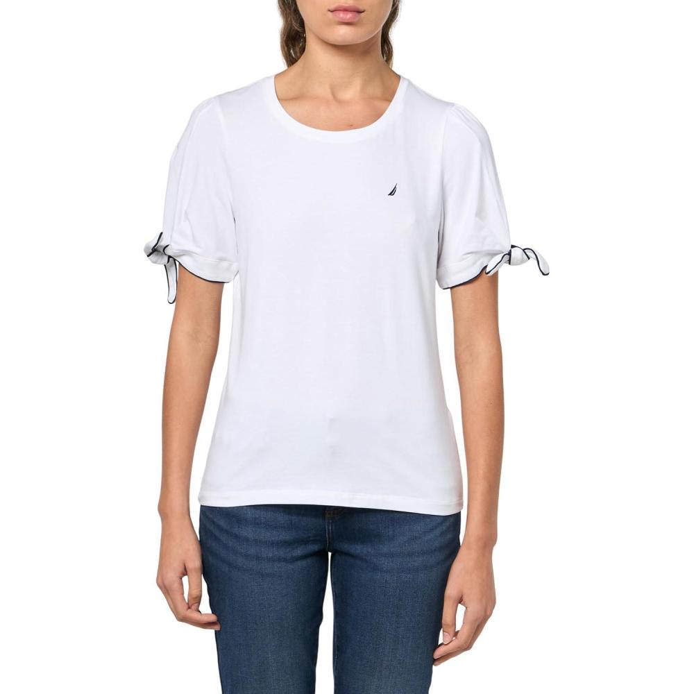 imageNautica Womens Short Sleeve Cotton Solid TShirtBright White