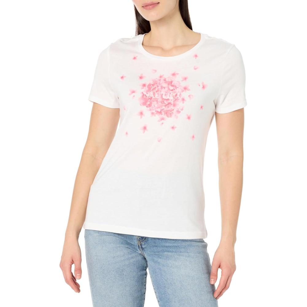imageNautica Womens Solid Short Sleeve Crew Neckline TShirtBright WhiteSeashell