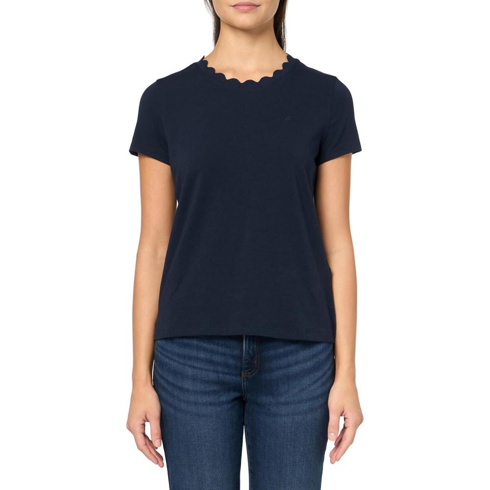 imageNautica Womens Solid Short Sleeve Crew Neckline TShirtSky Captain