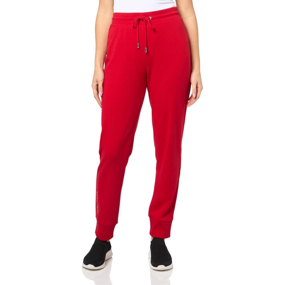 imageNautica Womens Solid Soft Jogger Hotfix SweatpantsHaute Red