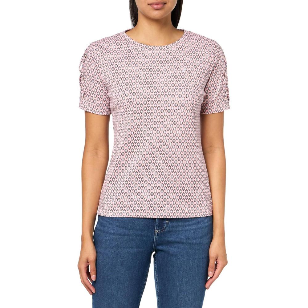 imageNautica Womens TShirt Cotton Crewneck with Laceup Sleeve DetailTaffy Pink Multi