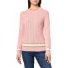 imageNautica Womens Solid Cable Long Sleeve Tipped SweaterBridal Rose Multi