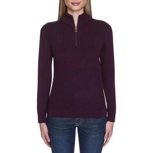 Nautica Women’s 1/4 Zip Mockneck Cable Sweater(Aubergine)