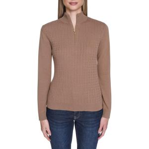 Nautica Women’s 1/4 Zip Mockneck Cable Sweater(Barley)