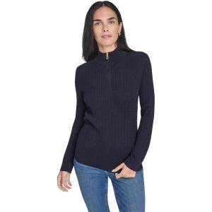 Nautica Women’s 1/4 Zip Mockneck Cable Sweater(Night Sky)