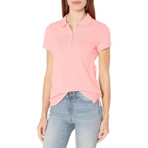 Nautica Women’s 5-Button Short Sleeve Breathable 100% Cotton Polo Shirt(Aloha Pink)