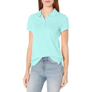 Nautica Women’s 5-Button Short Sleeve Breathable 100% Cotton Polo Shirt(Aruba Blue)