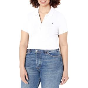 Nautica Women’s 5-Button Short Sleeve Breathable 100% Cotton Polo Shirt(Bright White)
