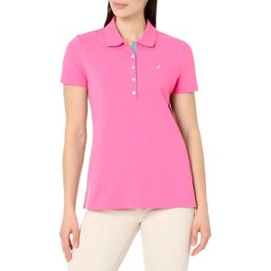 Nautica Women’s 5-Button Short Sleeve Breathable 100% Cotton Polo Shirt(Sangria Sunset)