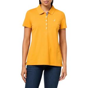 Nautica Women’s 5-Button Short Sleeve Breathable 100% Cotton Polo Shirt(Sunflower)
