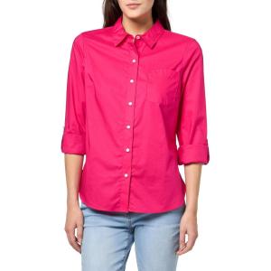 Nautica Women’s Button Front Long Sleeve Roll Tab Shirt(Aster Pink)