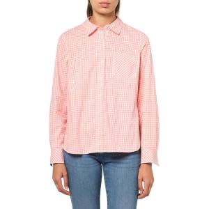 Nautica Women’s Button Front Long Sleeve Roll Tab Shirt(Bloom/ Bright White)