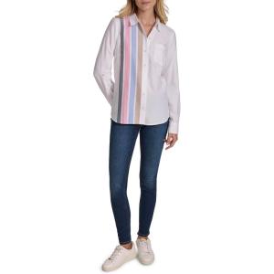 Nautica Women’s Button Front Long Sleeve Roll Tab Shirt(Confetti)