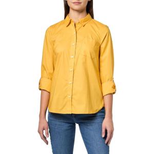 Nautica Women’s Button Front Long Sleeve Roll Tab Shirt(Deep Maize)