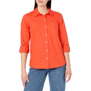Nautica Women’s Button Front Long Sleeve Roll Tab Shirt(Grenadine)