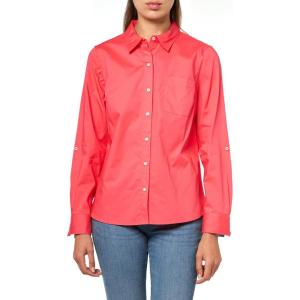 Nautica Women’s Button Front Long Sleeve Roll Tab Shirt(Paradise Pink)