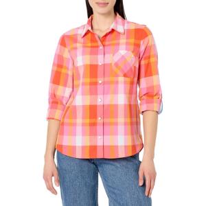 Nautica Women’s Button Front Long Sleeve Roll Tab Shirt(Sangria Sunset Multi)