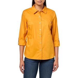 Nautica Women’s Button Front Long Sleeve Roll Tab Shirt(Sunflower)