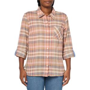 Nautica Women’s Button Front Long Sleeve Roll Tab Shirt(Tigers Eye)