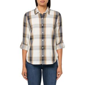 Nautica Women’s Button Front Long Sleeve Roll Tab Shirt(Tigers Eye Multi)