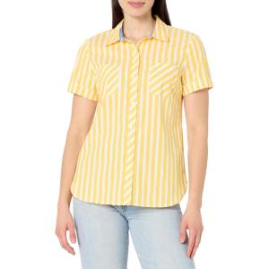 Nautica Women’s Button Front Short Sleeve Camp Shirt(Daffodil Multi)