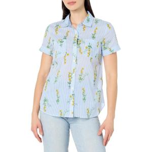 Nautica Women’s Button Front Short Sleeve Camp Shirt(Floral Daffodil Mulit)