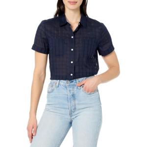 Nautica Women’s Button Front Short Sleeve Camp Shirt(Night Sky)