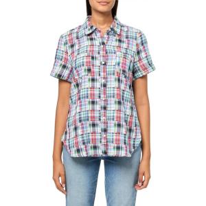 Nautica Women’s Button Front Short Sleeve Camp Shirt(Night Sky Multi)