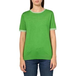 Nautica Women’s Crew Neck Solid Short Sleeve Sweater(New Leaf/ Ivory)