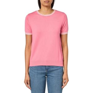 Nautica Women’s Crew Neck Solid Short Sleeve Sweater(Peony/ Ivory)