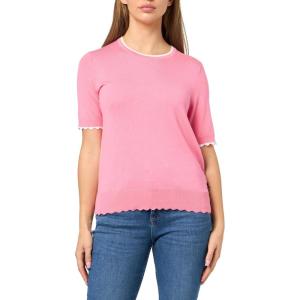 Nautica Women’s Crew Neck Solid Short Sleeve Sweater(Peony/Bright White)