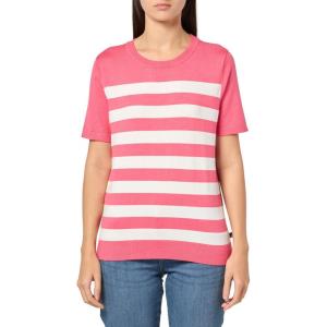 Nautica Women’s Crew Neck Stripe Short Sleeve Sweater(Rosette Multi)