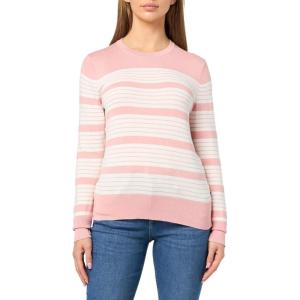 Nautica Women’s Crewneck Stripe Long Sleeve Crewneck Sweater(Bridal Rose Multi)