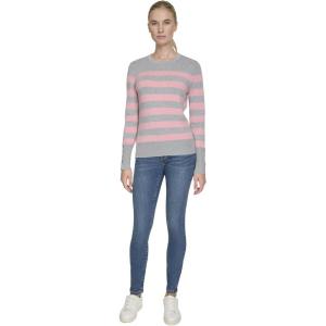 Nautica Women’s Crewneck Stripe Long Sleeve Crewneck Sweater(Mist Heather Multi)