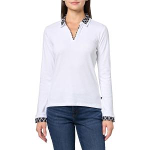 Nautica Women’s Double Collar Long Sleeve V-Neck Twofer Johnny Collar Knit Top(Bright White)