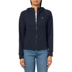 Nautica Women’s Full Zip Solid Zip Hoodie Sweatshirt(Night Sky)