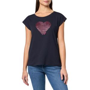 Nautica Women’s Hotfix Short Sleeve Heart Graphic Tee(Night Sky)