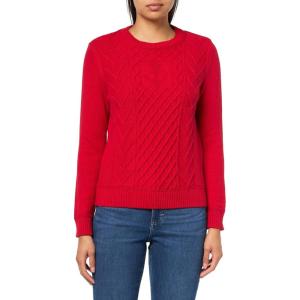 Nautica Women’s Long Sleeve Anchor Crewneck Sweater(Haute Red)