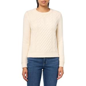 Nautica Women’s Long Sleeve Anchor Crewneck Sweater(White Swan)
