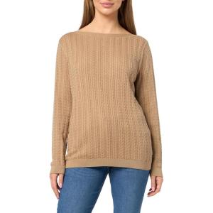 Nautica Women’s Long Sleeve Cable Boatneck Sweater(Camel)