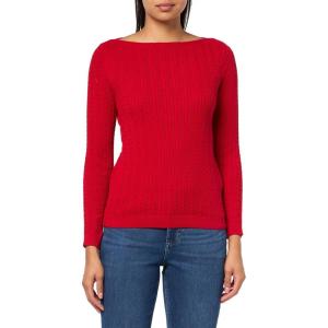 Nautica Women’s Long Sleeve Cable Boatneck Sweater(Haute Red)