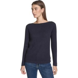 Nautica Women’s Long Sleeve Cable Boatneck Sweater(Night Sky)