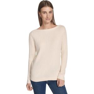 Nautica Women’s Long Sleeve Cable Boatneck Sweater(White Swan)