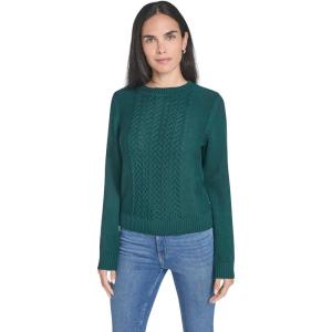 Nautica Women’s Long Sleeve Cable Crewneck Sweater(Forest)