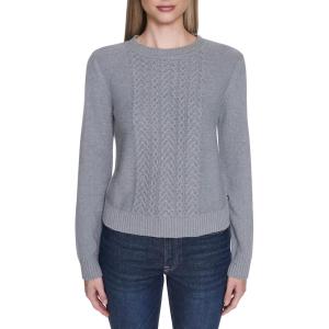 Nautica Women’s Long Sleeve Cable Crewneck Sweater(Mist Heather)