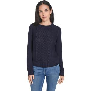 Nautica Women’s Long Sleeve Cable Crewneck Sweater(Night Sky)